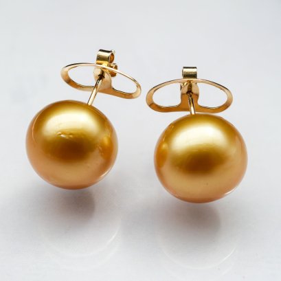 Approx. 13.0 mm, South Sea Pearl [Gold Mine I], Stud Earrings