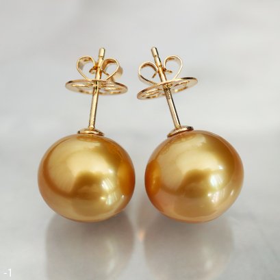 Approx. 12.0 mm, South Sea Pearl [Gold Mine I], Stud Earrings