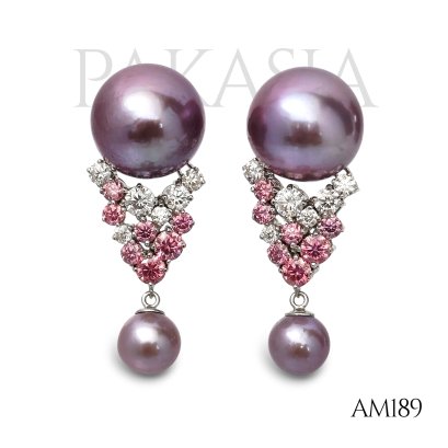 Approx. 15.0 mm up and 8.0 mm up, Edison Pearl, Pearl Hive Moissanite Dangle Pearl, Stud Earrings