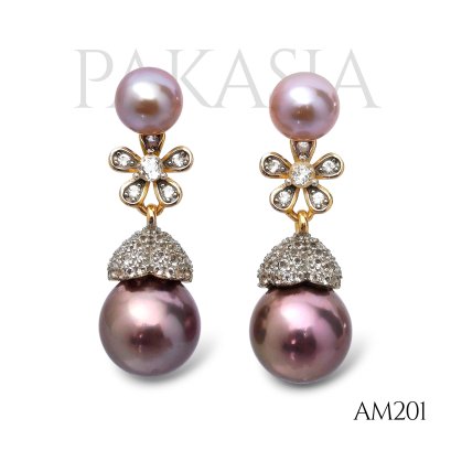 Approx. 7.0 mm and 11.0 mm, Freshwater & Edison Pearl, Pearl Stud Earrings with Flower White Topaz Dangle Pearl Jacket