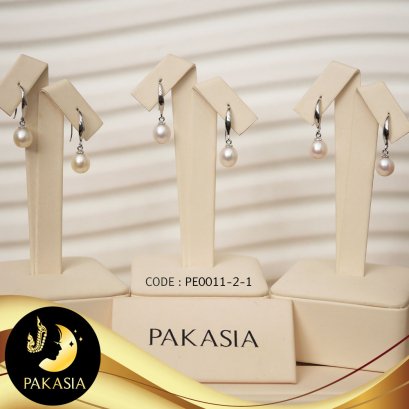 ต่างหู Fish Hooks มุกน้ำจืดคัดเกรด สีขาว ทรงหยดน้ำ ขนาด 7-8 mm เกรด AA+ ตัวเรือนเงินแท้ 92.5 ชุบทองคำขาว / E809