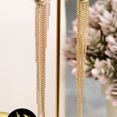 ต่างหูระย้ามุกแท้ มุกทรงกลม สีขาว ขนาด 12 mm. เกรด AA+  ตัวเรือนสร้อยระย้า Gold-filled 14K / SN0610ZGF000