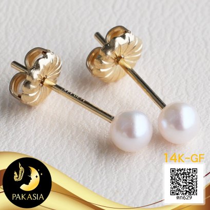 ต่างหู Stud ติดหูไข่มุก Akoya น้ำเค็มคัดเกรดพรีเมี่ยม  ไข่มุก Akoya น้ำเค็มคัดเกรดพรีเมี่ยม สีขาว ทรงกลม ขนาด (Rare Size) 3.5-4 mm เกรด AAA มาตรฐาน PGS ตัวเรือนต่างหูแบบ Stud / 9.1.65