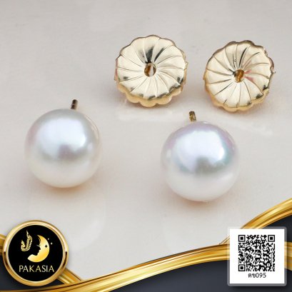 ต่างหู Stud ติดหูไข่มุกเม็ดเดี่ยว ไข่มุก Akoya สายพันธุ์น้ำเค็มคัดเกรด สีขาว ทรงกลม ขนาด 7.0 mm เกรด AAA Luster ดีเยี่ยม ตัวเรือนก้านต่างหูแบบ Stud ทับหลัง Lollipop วัสดุ Gold Filled 14K / 6.2.65