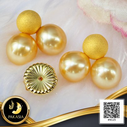 ต่างหูหมุดพ่นทรายไข่มุกทวิน ไข่มุก South Sea สายพันธุ์น้ำเค็มคัดเกรด สีทอง Middle-Deep Gold ทรงเกือบกลม ขนาด 8.0 mm เกรด AA+ ตัวเรือนต่างหูพร้อมทับหลัง วัสดุเงินแท้ 925 ชุบสีทอง พ่นทราย / 13.2.65
