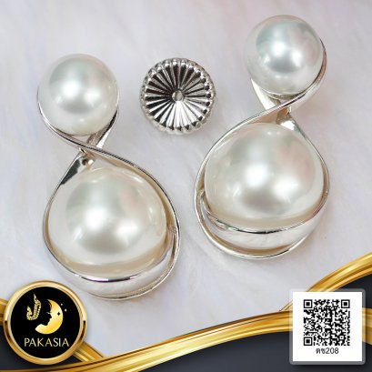 ต่างหู Infinity ไข่มุกทวิน ไข่มุก South Sea สายพันธุ์น้ำเค็มคัดเกรด สีขาว ทรงเกือบกลม ขนาด 9.0-13.9 mm เกรด AA+ ตัวเรือนต่างหู เงินแท้ 925 / 27.2.65