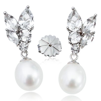 ต่างหูพลอยแท้ White Topaz Collection "Royal Marquise"