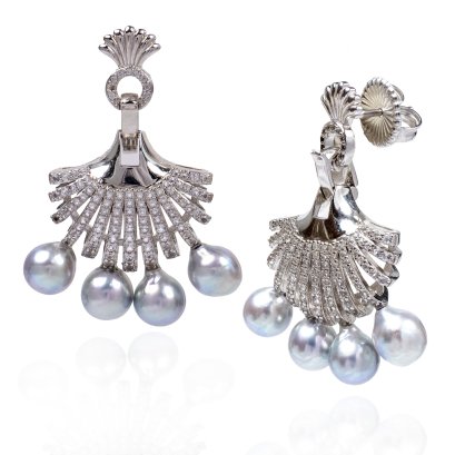 Approx. 6.0 mm, Akoya Pearl, Scallop Pearl Earrings