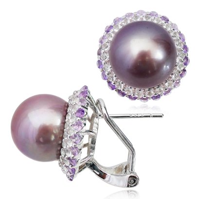 ต่างหูไข่มุก Edison "Cocktail พลอยแท้ล้อมไข่มุก"