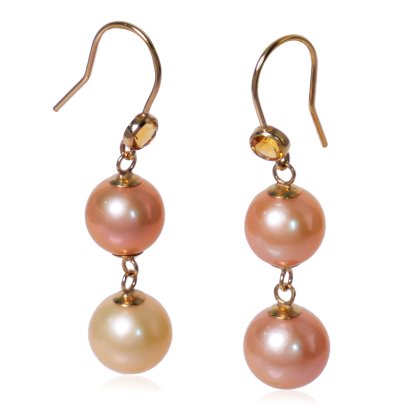 ต่างหู "Fish Hooks พลอยกลม ห้อยไข่มุก Edison ทวิน"