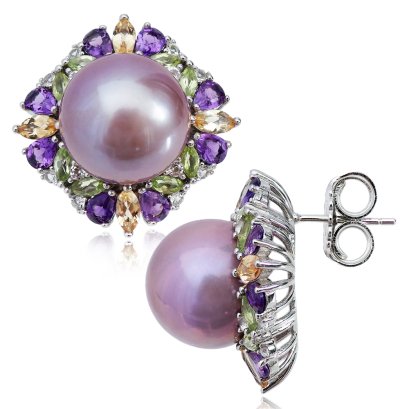 13.0 -14.0 mm, Edison Pearl, Cocktail Stud Earrings