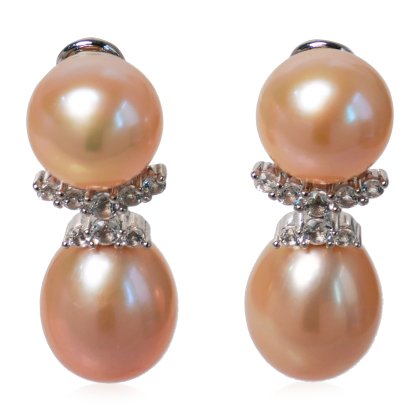 ต่างหูพลอยแท้ระไข่มุก ส่วนห้อยไข่มุก Freshwater Pearl