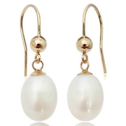 ต่างหู Fish Hooks หมุด ห้อยไข่มุก Freshwater Pearl