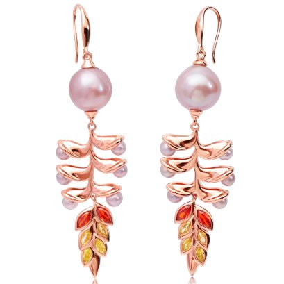 Approx. 4.0 -12.0 mm, Edison and Freshwater Pearl, Dhamma Raksa Flower Chandelier Earrings