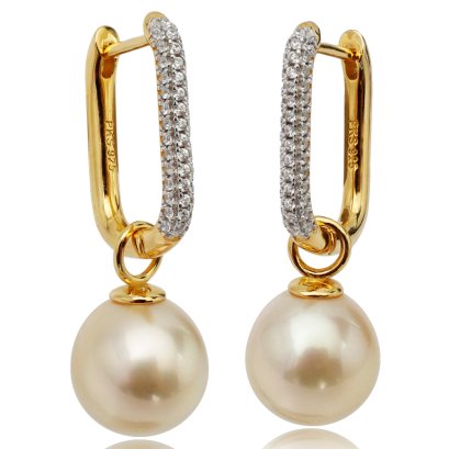 Approx. 12.0 mm , South Sea Pearl ,  Latch Back Jacket Pearl Earrings