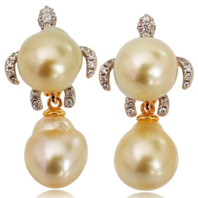 Approx. 10.0 - 10.5 mm , South Sea Pearl , Turtle Pearl Earrings