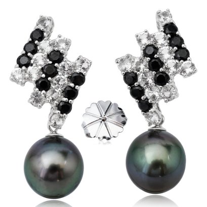 Approx. 12.5 mm, Tahitian Pearl, Honeycomb Earring