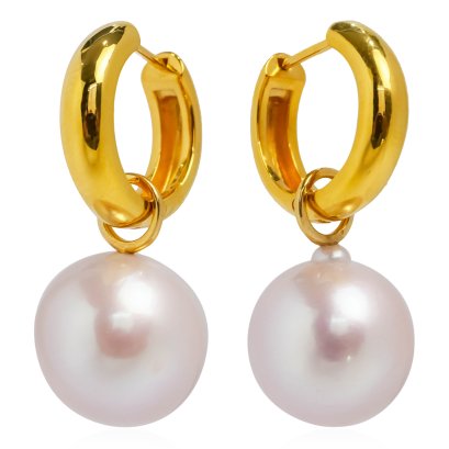 Approx. 15.0 - 15.5 mm, Edison Pearl, Huggie Jacket Pearl Earrings