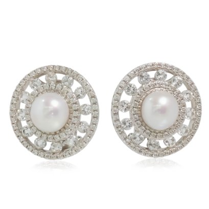 Approx. 9.0 mm, Edison Pearl,  Omega Back Earrings