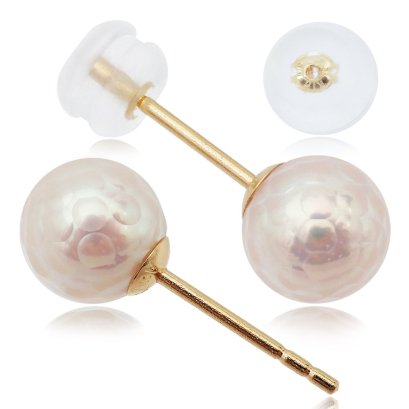 Approx. 6.5 - 6.9 mm, Hanashinju Pearl, Stud Earrings