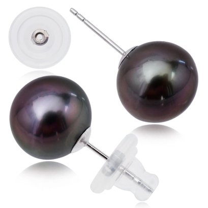 Approx. 10.0-11.5 mm, Tahitian Pearl, Stud Earrings