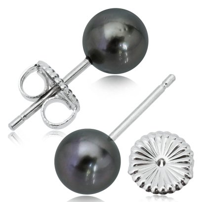 (Bank Chalermrat Collection) Approx. 7.5 mm, Tahitian Pearl, Stud Earrings