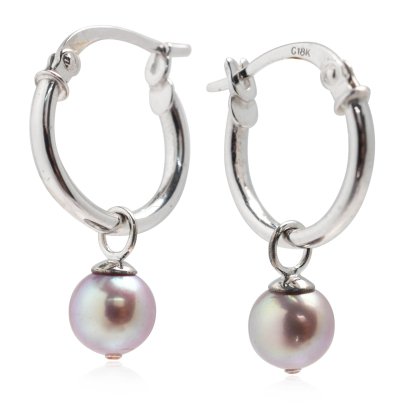(Bank Chalermrat Collection) Approx. 5.5 mm, Freshwater Pearl, Hoops Jacket Earrings