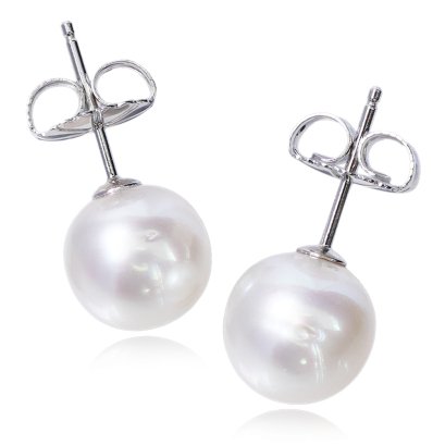 ต่างหู Stud ติดหูไข่มุก Edison สีขาว ทรงเกือบกลม