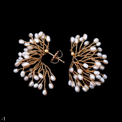 Approx. 3.0 mm, Freshwater Pearl, Pearl Branch Stud Earrings