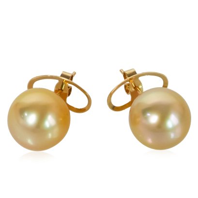 (GIA) ต่างหู Stud ติดหูทองแท้ ไข่มุก South Sea Pearl