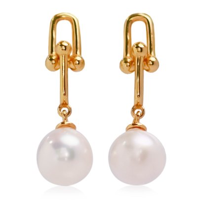 Approx. 8.0 mm, Akoya Pearl, Horseshoes Dangle Earrings