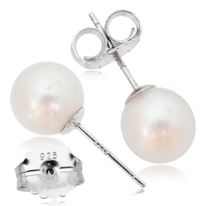 Approx. 8.0 mm, Edison Pearl, Stud Earrings