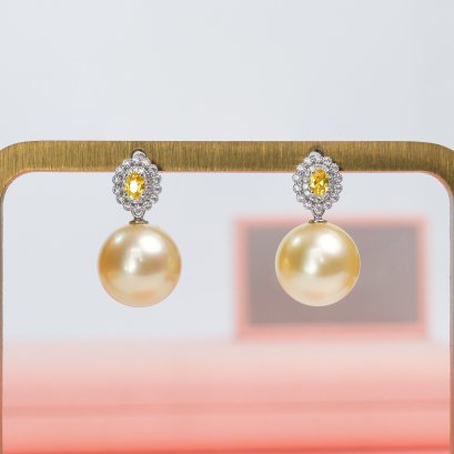 (PSL) Approx. 13.0 mm, Aurora Phoenix, Cocktail Gems Dangle Pearl Stud Earrings