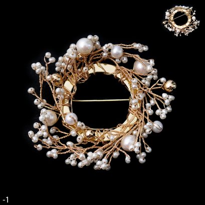 Approx. 3.0 - 6.0 mm, Freshwater Pearl, Wreath Pearl Brooch