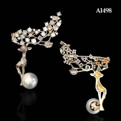 Approx. 10.5 - 11.0 mm, Edison Pearl, Dear Pearl Alloy Brooch