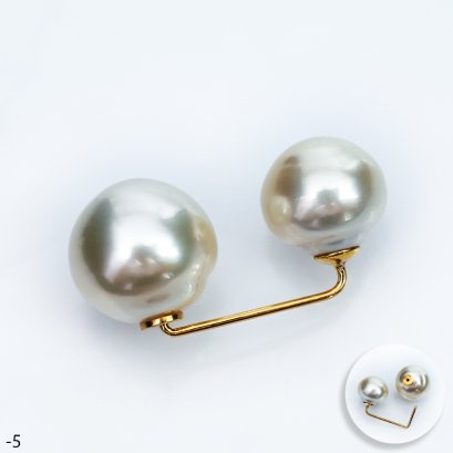 Approx.10.0 - 13.0 mm, Gold South Sea Pearl, Duo Pearl Brooch