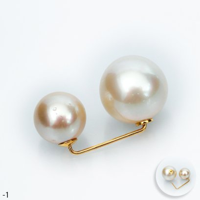 Approx. 11.0 - 14.0 mm, Gold South Sea Pearl, Duo Pearl Brooch