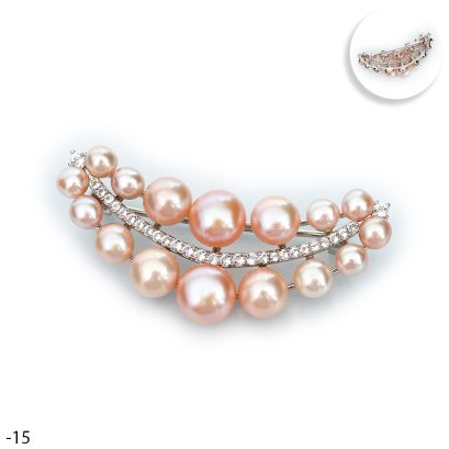 Approx. 3.0 - 4.0 and 7.0 - 8.0 mm, Freshwater Pearl, Smiley Pearl Brooch