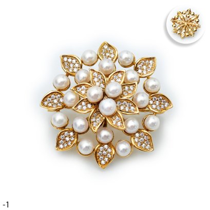 Approx. 4.0 mm, Freshwater Pearl, Blooming Flower Pearl Brooch