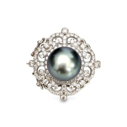 Approx. 12.5 - 13.0 mm, Tahitian Pearl, Pearl Sash Clip