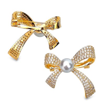 Approx. 8.0 - 9.0 mm, Akoya Pearl, Bow Pearl Alloy Pendant