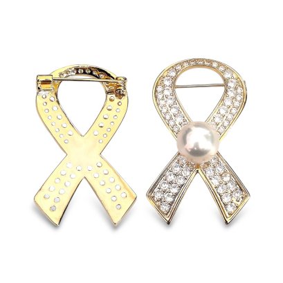 Approx. 10.0 -11.0 mm, Edison Pearl, Ribbon Rip Pearl Brooch