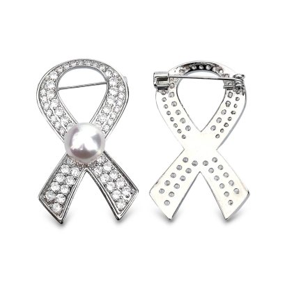 Approx. 10.0 -11.0 mm, Edison Pearl, Ribbon Rip Pearl Brooch