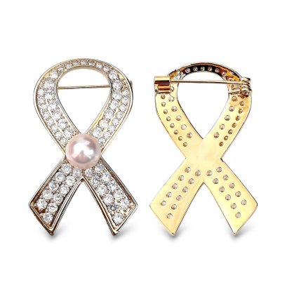 Approx. 7.0 - 9.0 mm, Akoya Pearl, Ribbon Rip Pearl Brooch