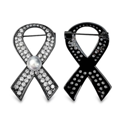 Approx. 8.5 mm, Blue Rose, Akoya Pearl,  Ribbon Rip Pearl Brooch