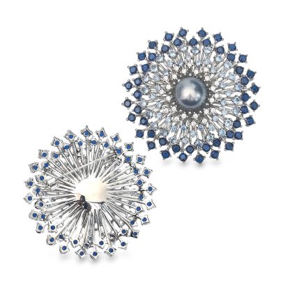 Approx. 10.0 - 12.0 mm, Tahitian Pearl, Firework Pearl Alloy Brooch