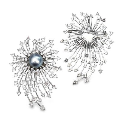 Approx. 12.0-13.0 mm, Tahitian Pearl, Firework Pearl Brooch