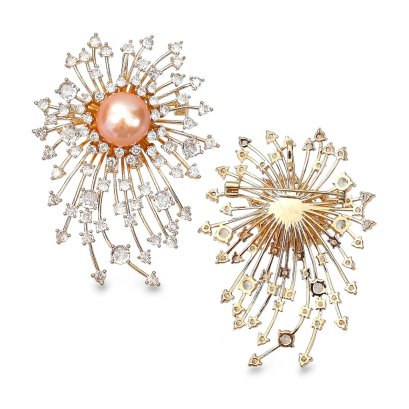 Approx. 14.5 mm, Edison Pearl, Firework Pearl Alloy Brooch