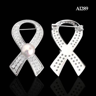 Approx. 11.0 mm, Edison Pearl, Ribbon Rip Pearl Alloy Brooch