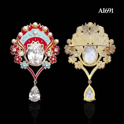 Approx. 3.0 - 4.0 mm, Freshwater Pearl, Chinese New Year Collection Pearl Alloy Brooch